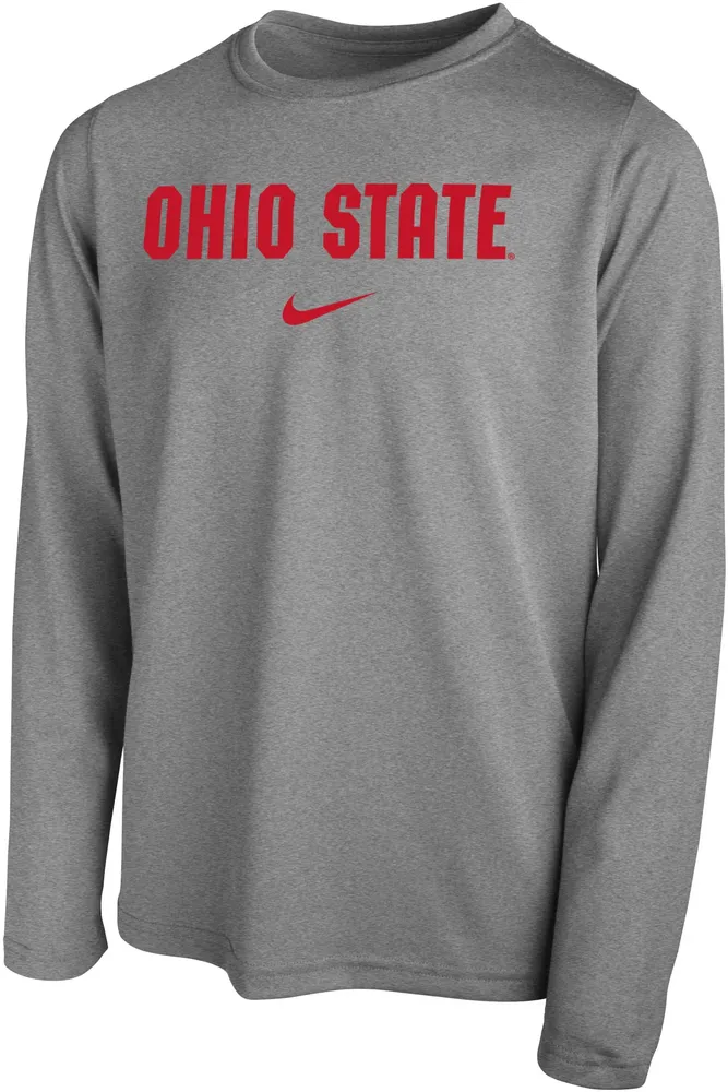 Nike Youth Ohio State Buckeyes Gray Dri-FIT Legend Football Team Issue Long Sleeve T-Shirt