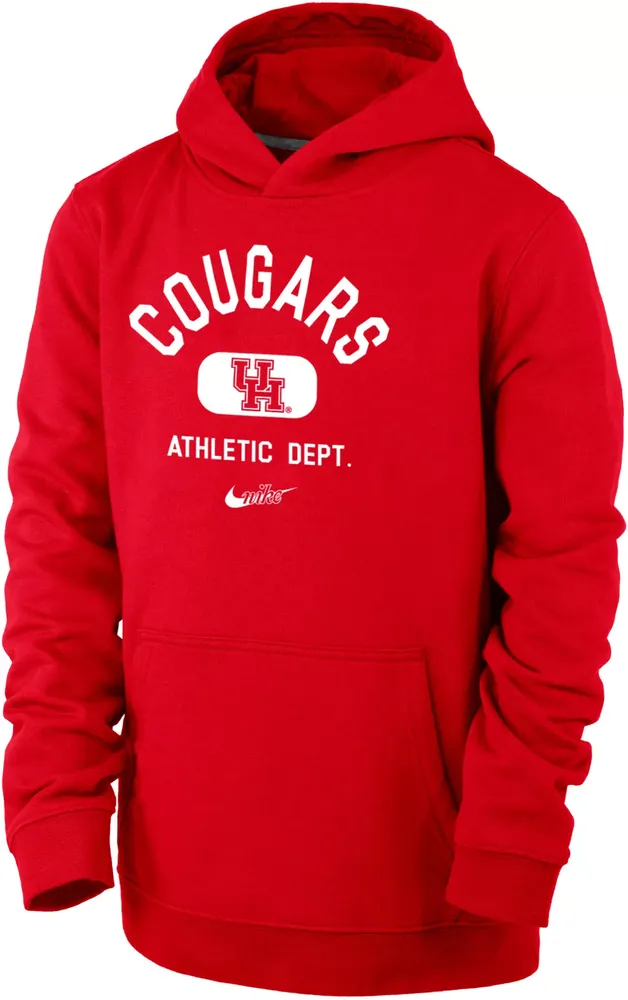 Nike Youth Houston Cougars Red Club Fleece Mascot Name Pullover Hoodie