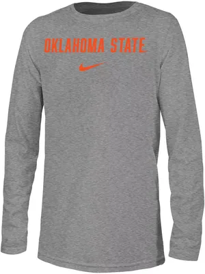 Nike Youth Oklahoma State Cowboys Grey Dri-FIT Legend Football Team Issue Long Sleeve T-Shirt