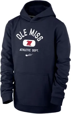 Nike Youth Ole Miss Rebels Blue Club Fleece Mascot Name Pullover Hoodie