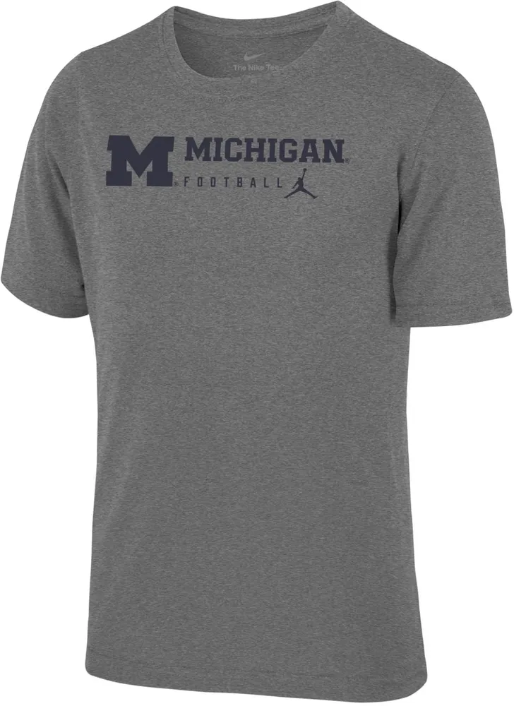 Jordan Youth Michigan Wolverines Grey Legend Football T-Shirt