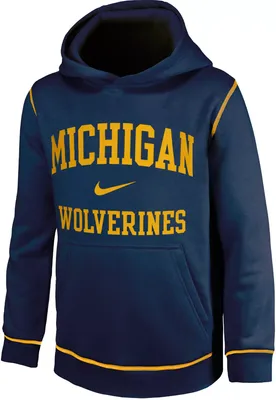 Jordan Youth Michigan Wolverines Blue Contrast Club Fleece Wordmark Pullover Hoodie