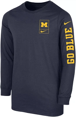 Jordan Youth Michigan Wolverines Blue Core Long Sleeve Shirt