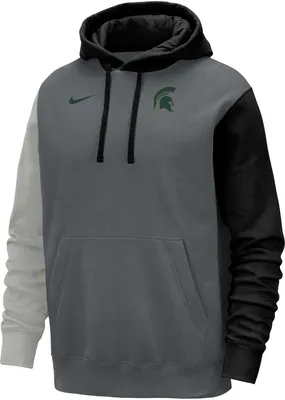 Nike Youth Michigan State Spartans Colorblock Grey Club Fleece College Pullover Hoodie