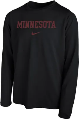 Nike Youth Minnesota Golden Gophers Black Dri-FIT Legend Football Team Issue Long Sleeve T-Shirt