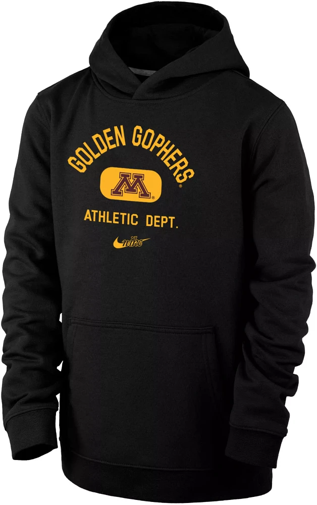 Nike Youth Minnesota Golden Gophers Black Club Fleece Mascot Name Pullover Hoodie