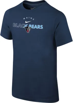 Nike Youth Maine Black Bears Navy Core Cotton Logo T-Shirt