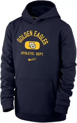 Nike Youth Marquette Golden Eagles Blue Club Fleece Mascot Name Pullover Hoodie