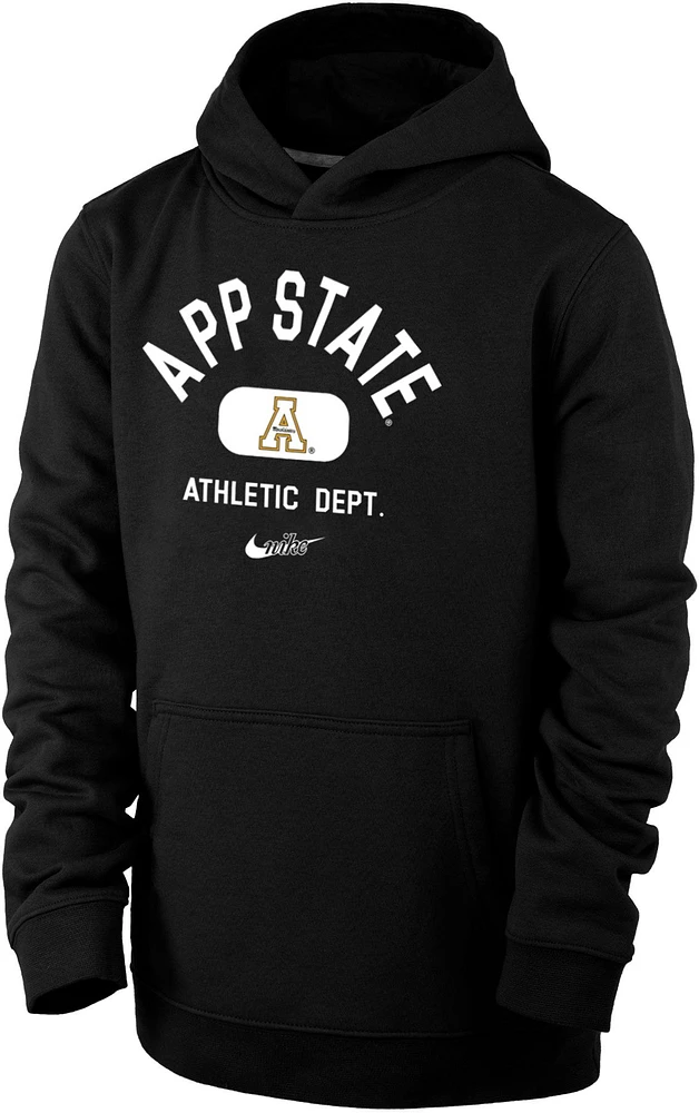 Nike Youth Appalachian State Mountaineers Black Club Fleece Mascot Name Pullover Hoodie