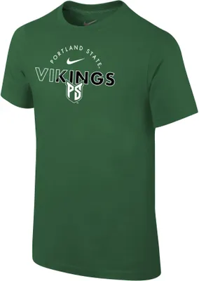 Nike Youth Portland State Vikings Green Core Cotton Logo T-Shirt