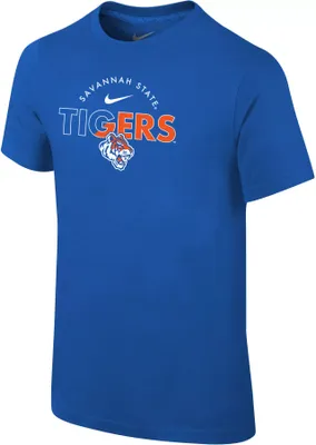 Nike Youth Savannah State Tigers Reflex Blue Core Cotton Logo T-Shirt