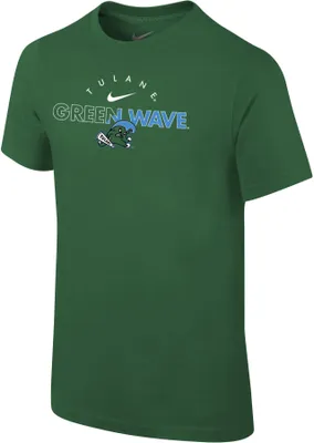 Nike Youth Tulane Green Wave Core Cotton Logo T-Shirt