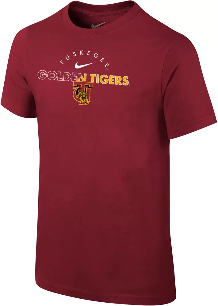 Nike Youth Tuskegee Golden Tigers Crimson Core Cotton Logo T-Shirt