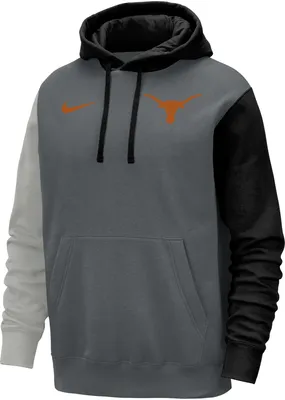 Nike Youth Texas Longhorns Colorblock Grey Club Fleece College Pullover Hoodie