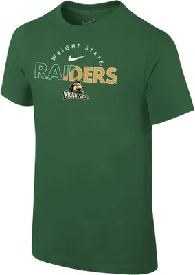 Nike Youth Wright State Raiders Green Core Cotton Logo T-Shirt