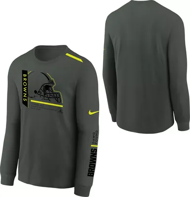 Nike Youth Cleveland Browns 2023 Volt Anthracite Long Sleeve T-Shirt