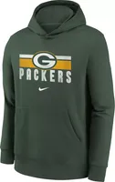 Nike Youth Green Bay Packers Team Stripes Green Pullover Hoodie