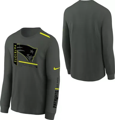 Nike Youth New England Patriots 2023 Volt Anthracite Long Sleeve T-Shirt