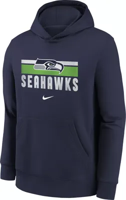 Nike Youth Seattle Seahawks Team Stripes Navy Pullover Hoodie