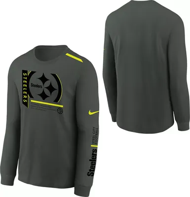 Nike Youth Pittsburgh Steelers 2023 Volt Anthracite Long Sleeve T-Shirt