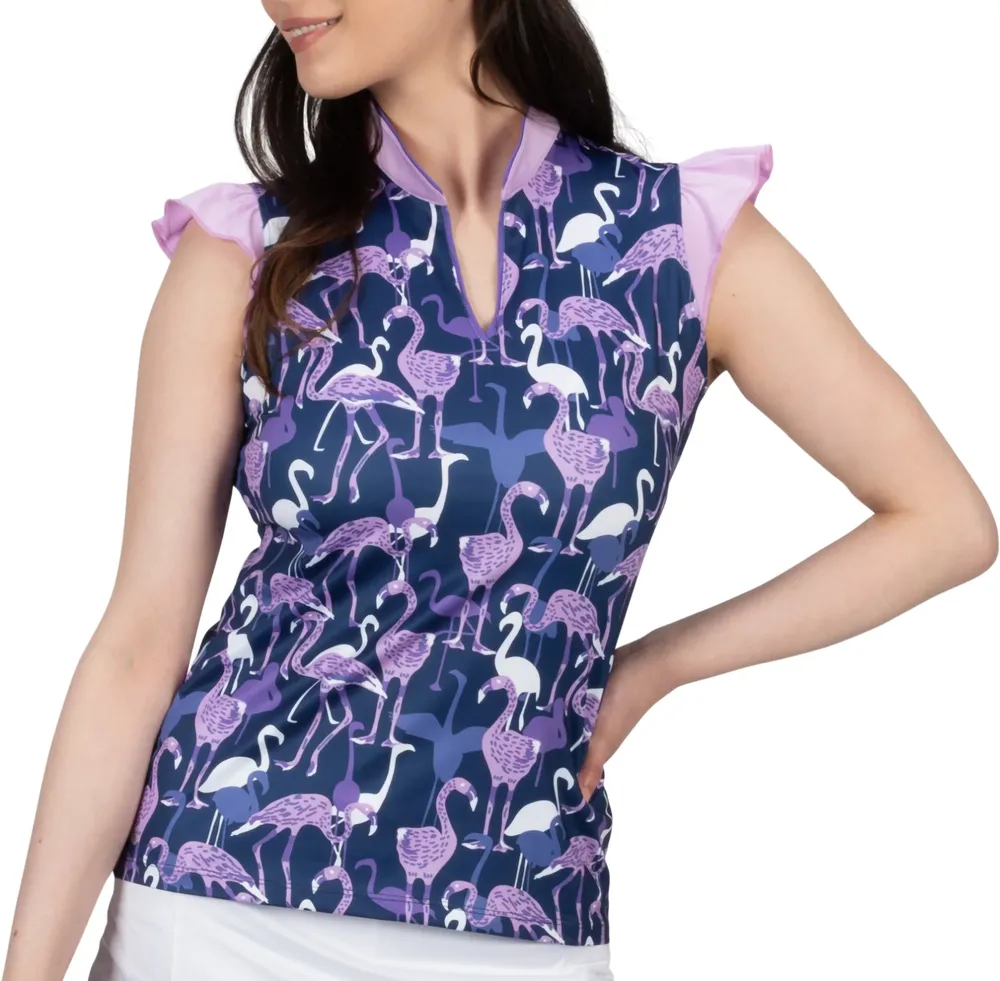 Nancy Lopez Women's Flamingo Sleeveless Golf Polo