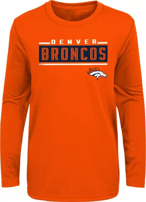 NFL Team Apparel Boys' Denver Broncos Amped Up Orange Long Sleeve T-Shirt