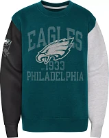 NFL Team Apparel Boys' Philadelphia Eagles 3rd and Goal Crew Sweatshirt