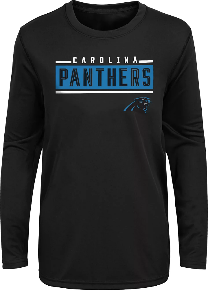 NFL Team Apparel Boys' Carolina Panthers Amped Up Black Long Sleeve T-Shirt