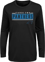 NFL Team Apparel Boys' Carolina Panthers Amped Up Black Long Sleeve T-Shirt