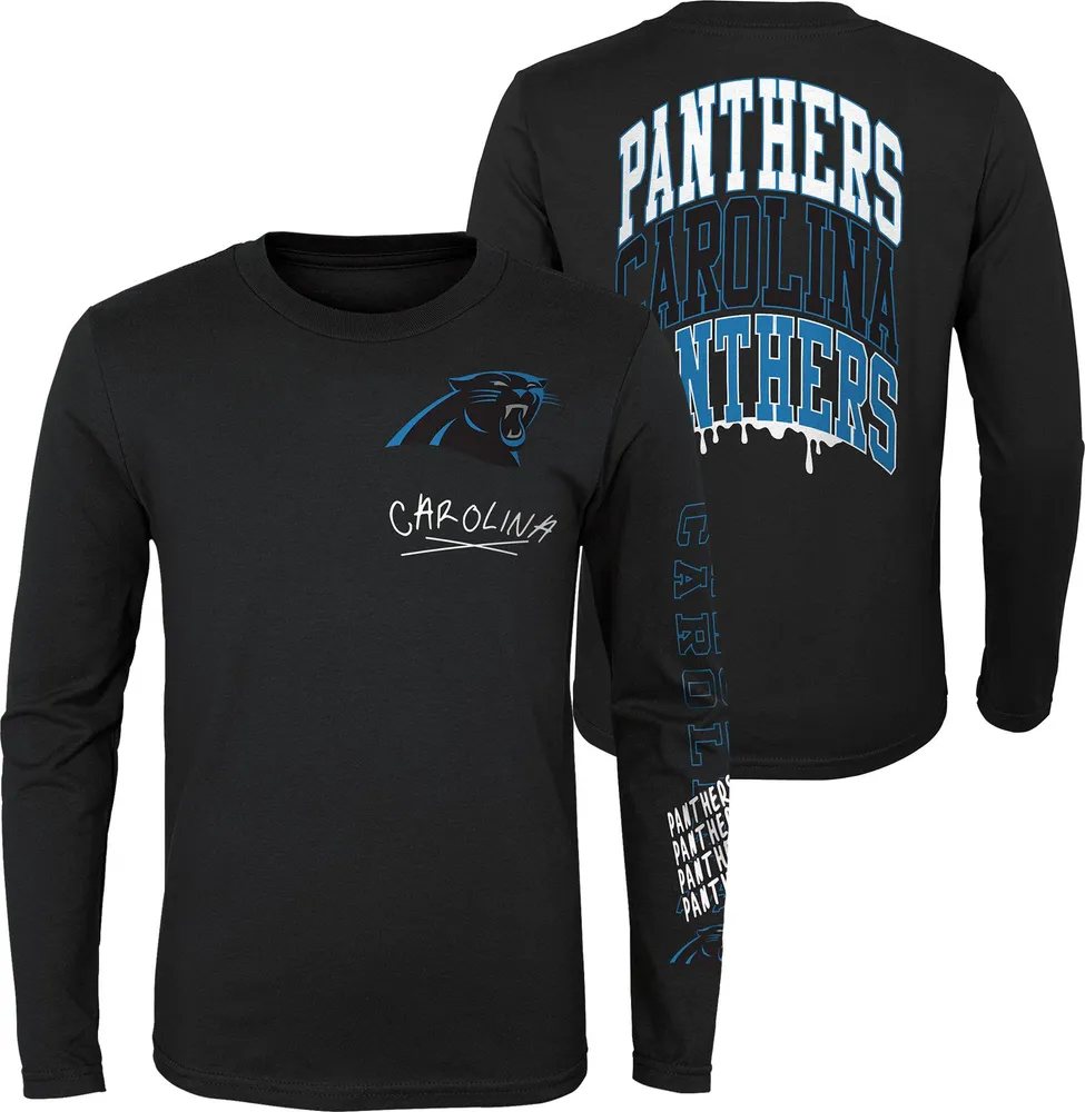 NFL Team Apparel Little Kids' Carolina Panthers Drip Black Long Sleeve T-Shirt