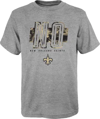 NFL Team Apparel Boys' New Orleans Saints Abbreviated Grey T-Shirt