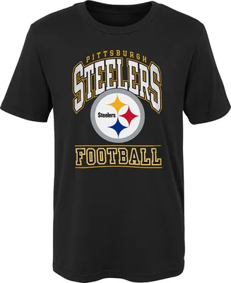 NFL Team Apparel Boys' Pittsburgh Steelers Big Blocker Black T-Shirt