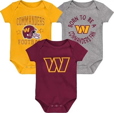 NFL Team Apparel Infant Washington Commanders 'Born 2 Be' 3-Pack Bodysuit Set