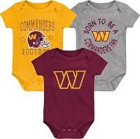 NFL Team Apparel Infant Washington Commanders 'Born 2 Be' 3-Pack Bodysuit Set