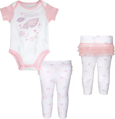 NFL Team Apparel Infant Philadelphia Eagles Spread Love Pink/White Set