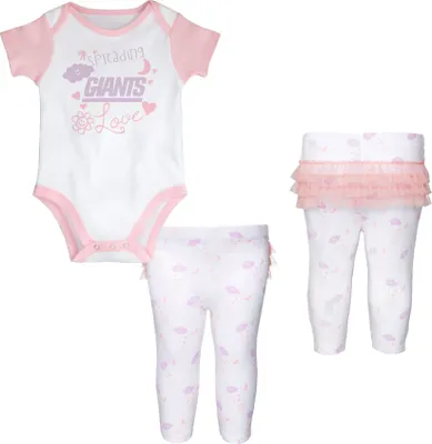 NFL Team Apparel Infant New York Giants Spread Love Pink/White Set