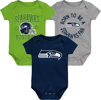 NFL Team Apparel Infant Seattle Seahawks 'Born 2 Be' 3-Pack Bodysuit Set