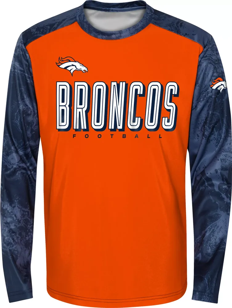 NFL Team Apparel Youth Denver Broncos Cover 2 Long Sleeve T-Shirt