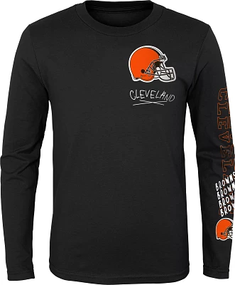 NFL Team Apparel Youth Cleveland Browns Drip Black Long Sleeve T-Shirt