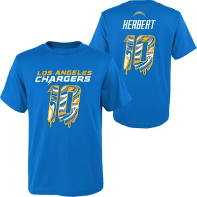 NFL Team Apparel Youth Los Angeles Chargers Justin Herbert #10 Drip Blue T-Shirt