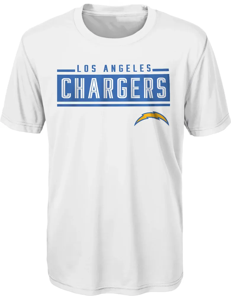 NFL Team Apparel Youth Los Angeles Chargers Amped Up White T-Shirt