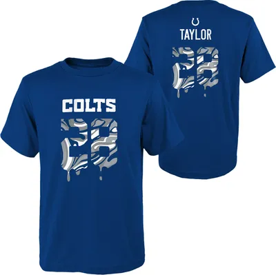 NFL Team Apparel Youth Indianapolis Colts Jonathan Taylor #28 Drip Blue T-Shirt