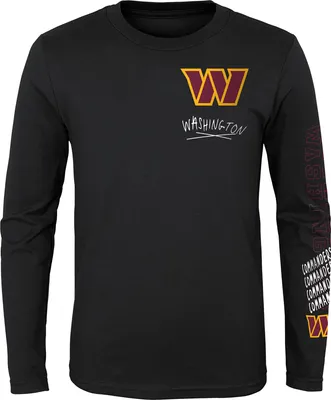 NFL Team Apparel Youth Washington Commanders Drip Black Long Sleeve T-Shirt