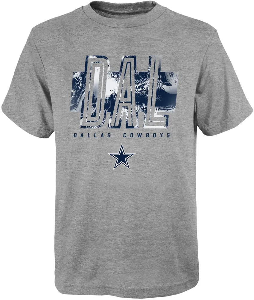 NFL Team Apparel Youth Dallas Cowboys Abbreviated Grey T-Shirt