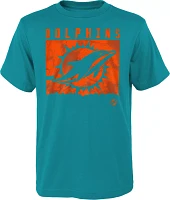 NFL Team Apparel Youth Miami Dolphins Liquid Camo Aqua T-Shirt