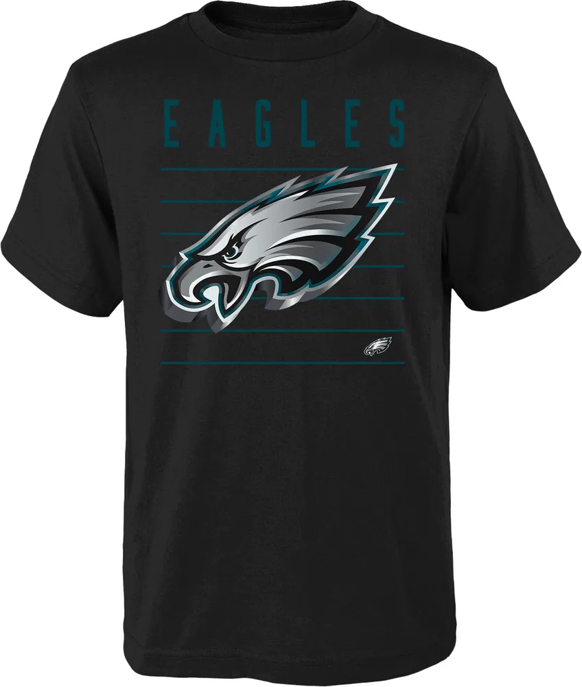 NFL Team Apparel Youth Philadelphia Eagles Three Dime Black T-Shirt