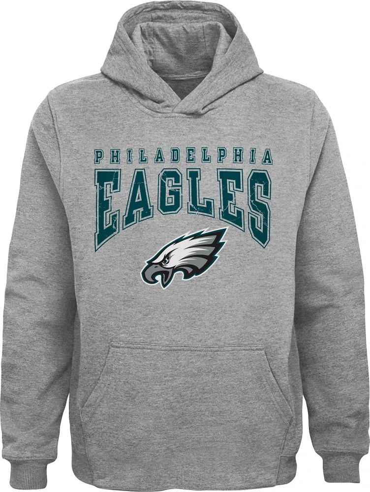 NFL Team Apparel Youth Philadelphia Eagles Scoreboard Grey Pullover Hoodie