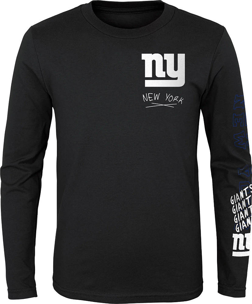 NFL Team Apparel Youth New York Giants Team Drip Black Long Sleeve T-Shirt