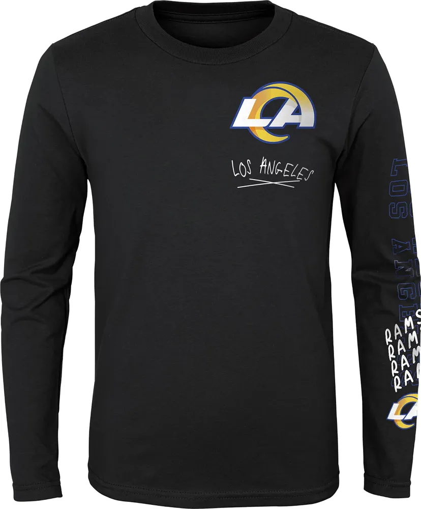 NFL Team Apparel Youth Los Angeles Rams Drip Black Long Sleeve T-Shirt