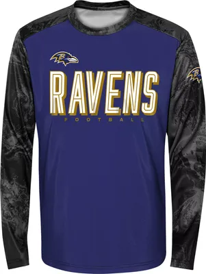 NFL Team Apparel Youth Baltimore Ravens Cover 2 Long Sleeve T-Shirt